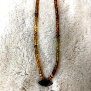 Cut precious stones necklace